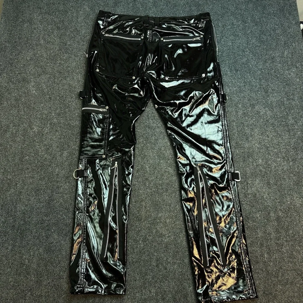 Tripp NYC PVC Vinyl BONDAGE Pants Classic Slim Straight Black Hardware Goth Emo
